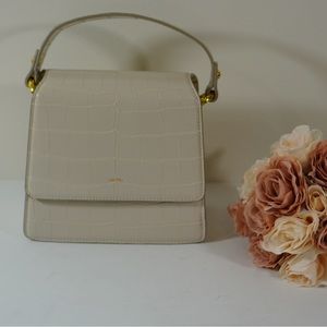 JW PEI FAE Top-Handle Croc Embossed Bag Ivory